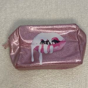 kylie cosmetics glitter logo medium makeup bag